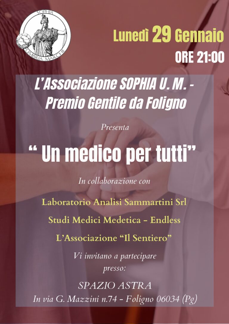 “UN MEDICO PER TUTTI” – IL PROGETTO MEDICO SARA’ PRESENTATO IL 29 GENNAIO PRESSO LO “SPAZIO ASTRA”